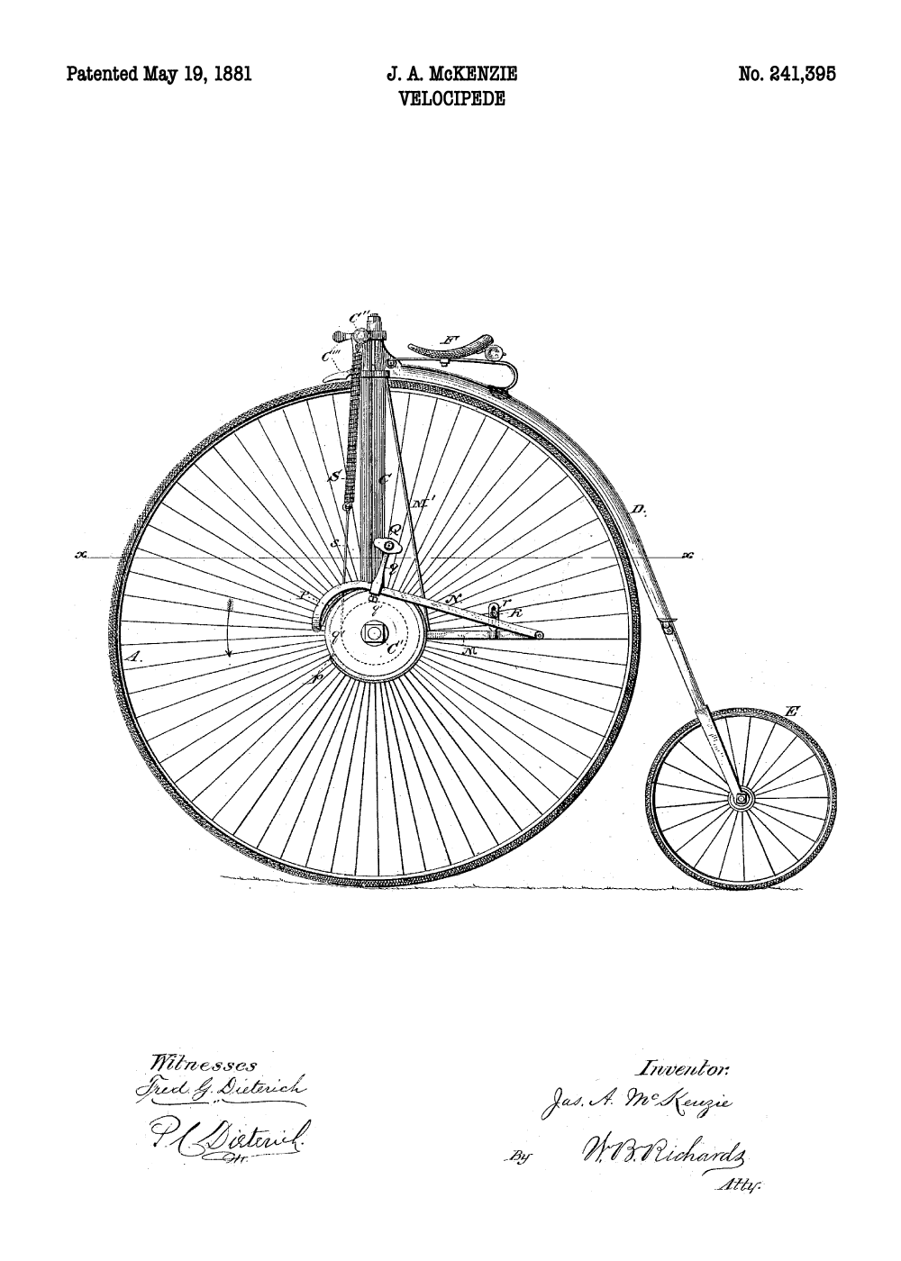 Væltepeter cykel plakat - Original patent tegning