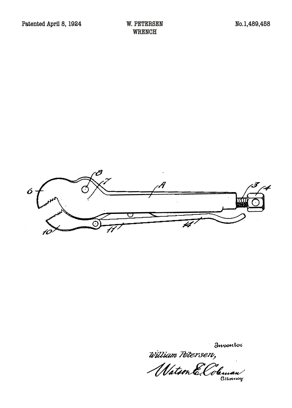 Rørtang plakat - Original patent tegning