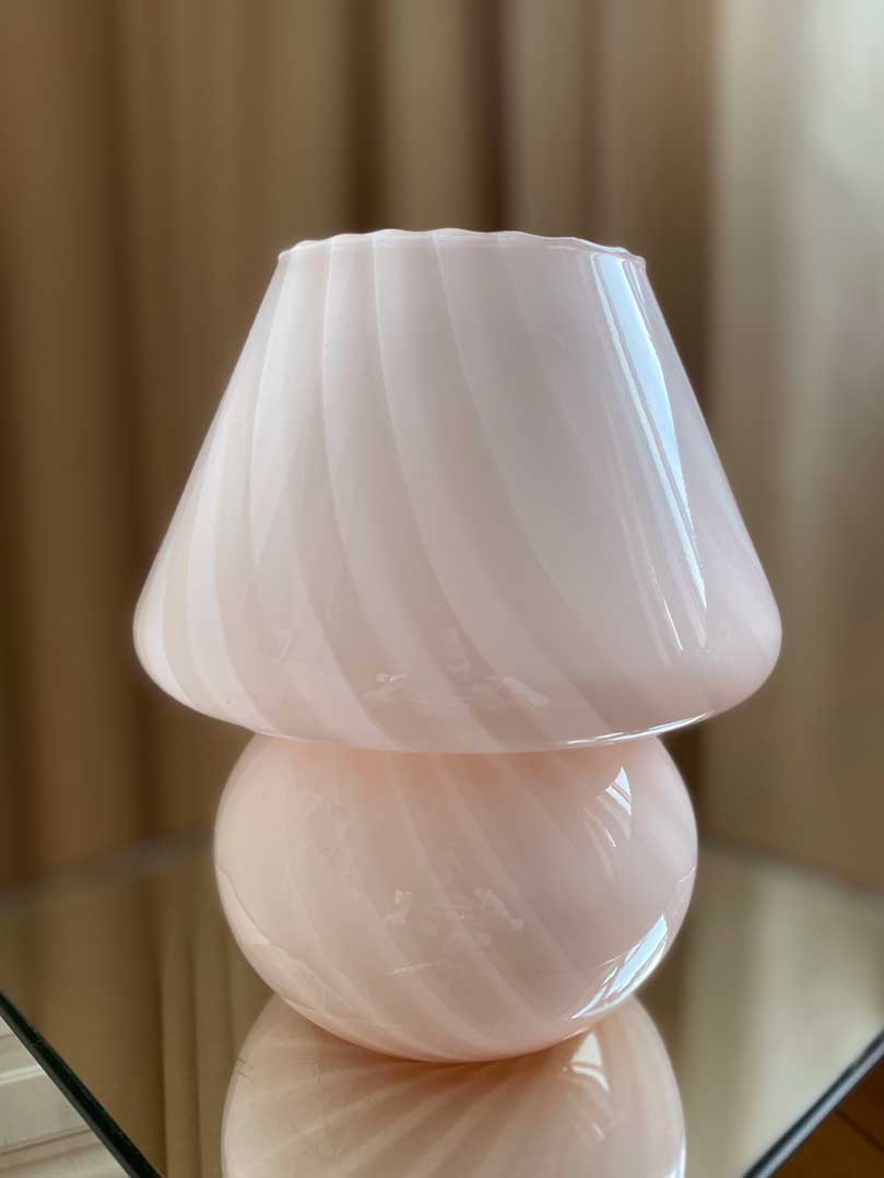 Murano - Vetri - Mushroom - Vintage - Bordlampe - Rosa