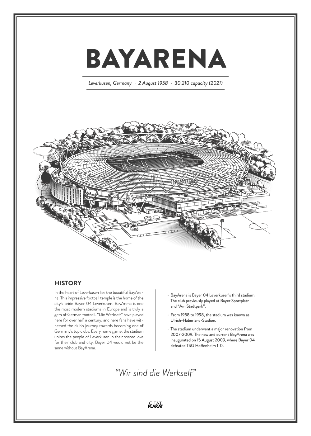 BayArena - Bayer Leverkusen arena - stadionplakat
