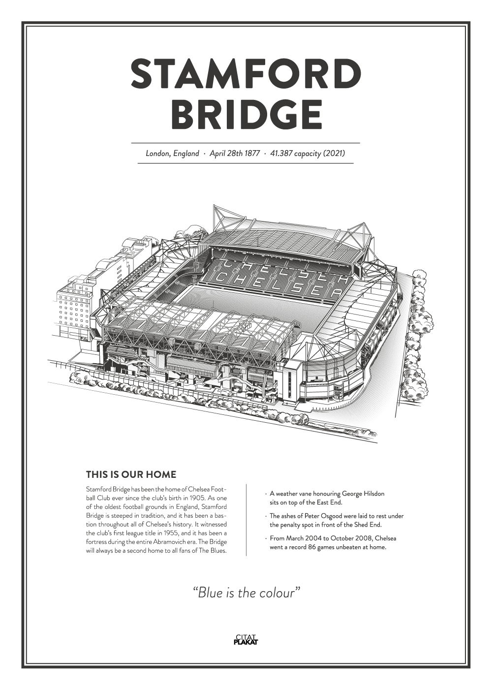 Stamford Bridge - Chelsea FC arena- stadionplakat