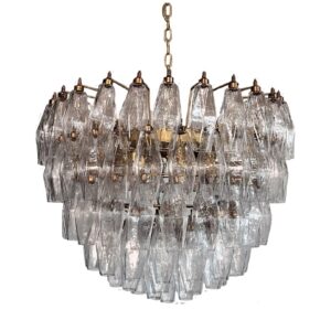 Murano Lysekrone  -  Poliedri  -  111 glas  -  Klar Mat guld patineret