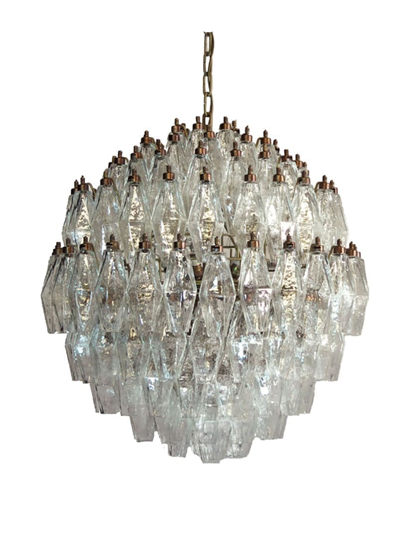 Murano Chandelier - 140 glasses - Transparent Matt gold patinated