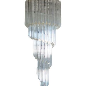 Murano Chandelier - Spiral - 86 prisms - Transparent Chrome patinated