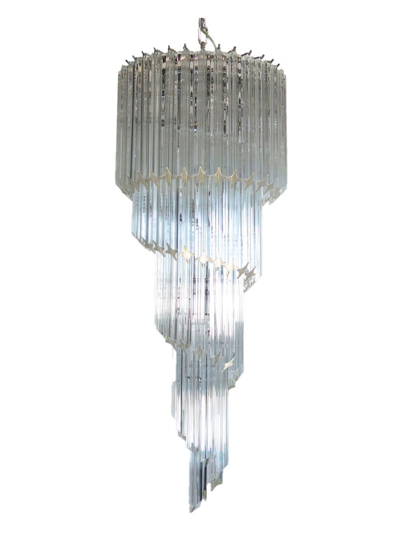 Murano Chandelier - Spiral - 86 prisms - Transparent Chrome patinated