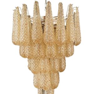 Murano Chandelier - Drop - 52 glasses - Amber Chrome patinated