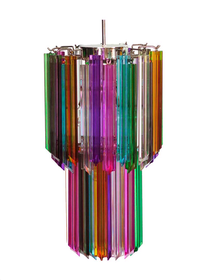 Murano Chandelier - Quadriedri - 46 prisms - Multi Chrome shiny