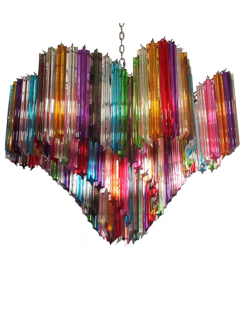 Murano Chandelier - 200 prisms - Multicolored Chrome patinated