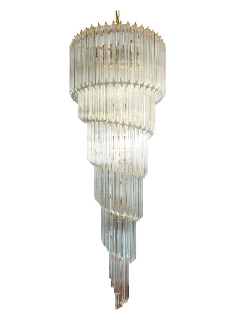 Murano Chandelier - Spiral - 166 prisms - Transparent Chrome shiny