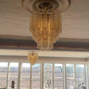 Murano Chandelier - Drop - 41 glasses - Amber Chrome patinated