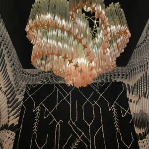 Murano Chandelier - Viennetta -114 prisms - Pink Chrome patinated