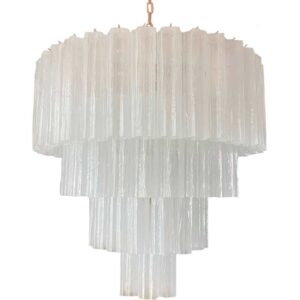 Murano chandelier - 78 tubes - Opal silk Chrome patinated