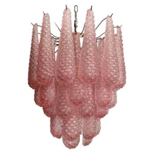 Murano Chandelier - Drop - 41 glasses - Pink Chrome patinated