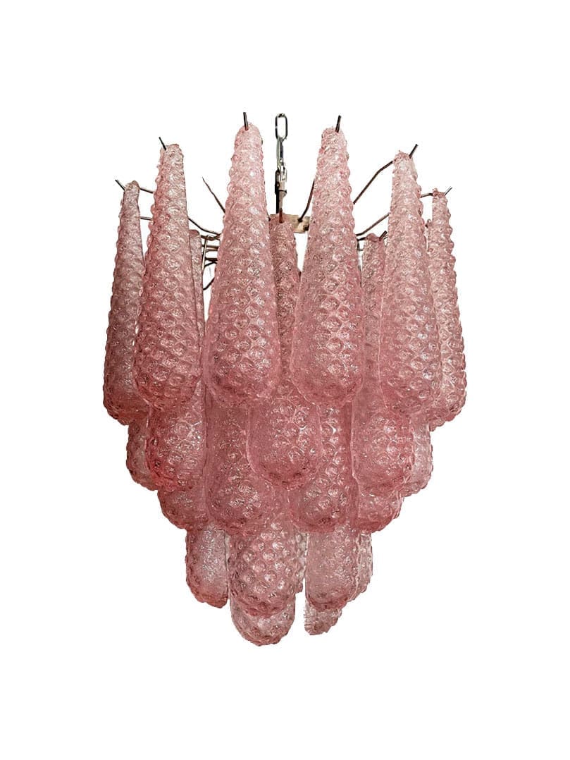 Murano Chandelier - Drop - 41 glasses - Pink Chrome shiny
