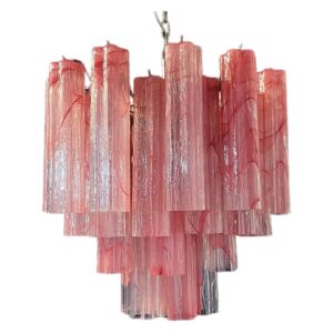 Murano Lysekrone - 36 rør - Alabaster Rosa Krom patineret