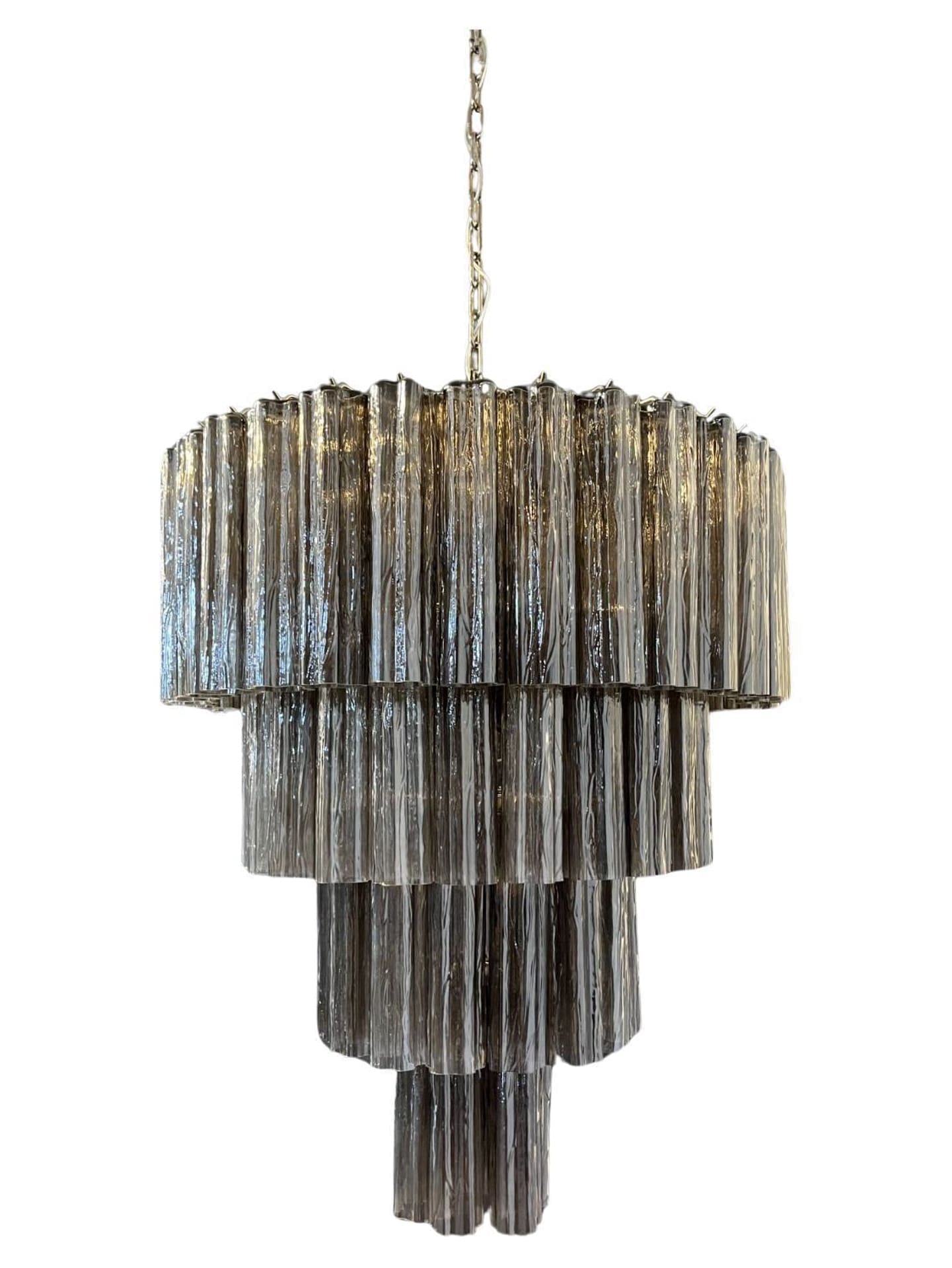 Murano Chandelier - 78 tubes - Smoked Chrome patinated