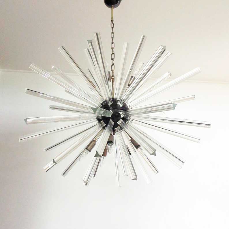 Murano Chandelier - Sputnik - 50 prisms - Transparent Chrome patinated