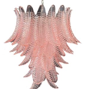 Murano Chandelier - 52 glass leaves - Pink Chrome patinated