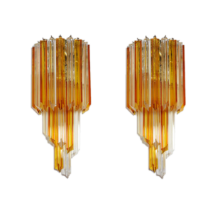 Murano - Wall lamp - Spiral - Yellow/Transparent Chrome patinated