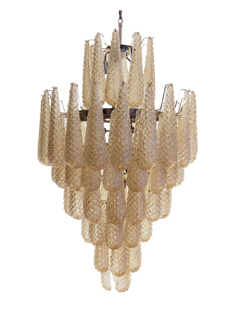 Murano Lysekrone - Kogle - 85 glasblade - Rav Krom patineret
