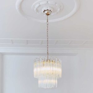 Murano ljuskrona  -  Arianna  -  107 prismer  -  Klar Krom patinerad