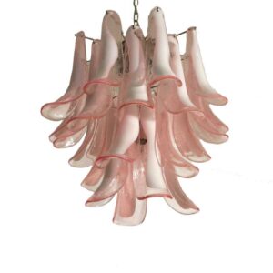 Murano ljuskrona  -  26 kronblad  -  Rosa Krom patinerad