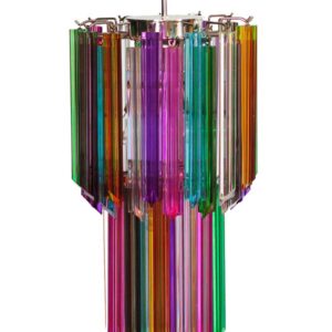 Murano ljuskrona  -  Quadriedri  -  46 prismer  -  Flerfärgad Krom patinerad