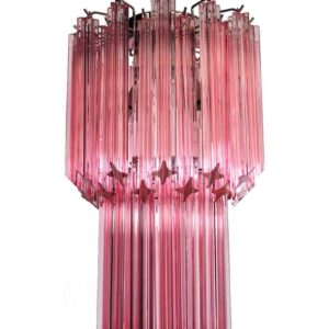 Murano ljuskrona  -  Quadriedri  -  46 prismer  -  Rosa Krom patinerad