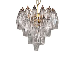 Murano lysekrone  -  Poliedri  -  32 glas  -  Klar Mat guld patineret